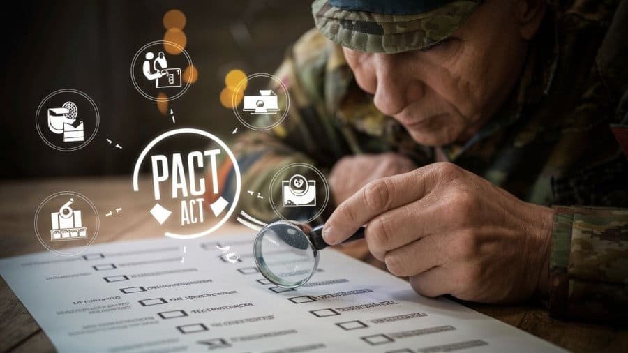 Veteran filling out PACT Act information.